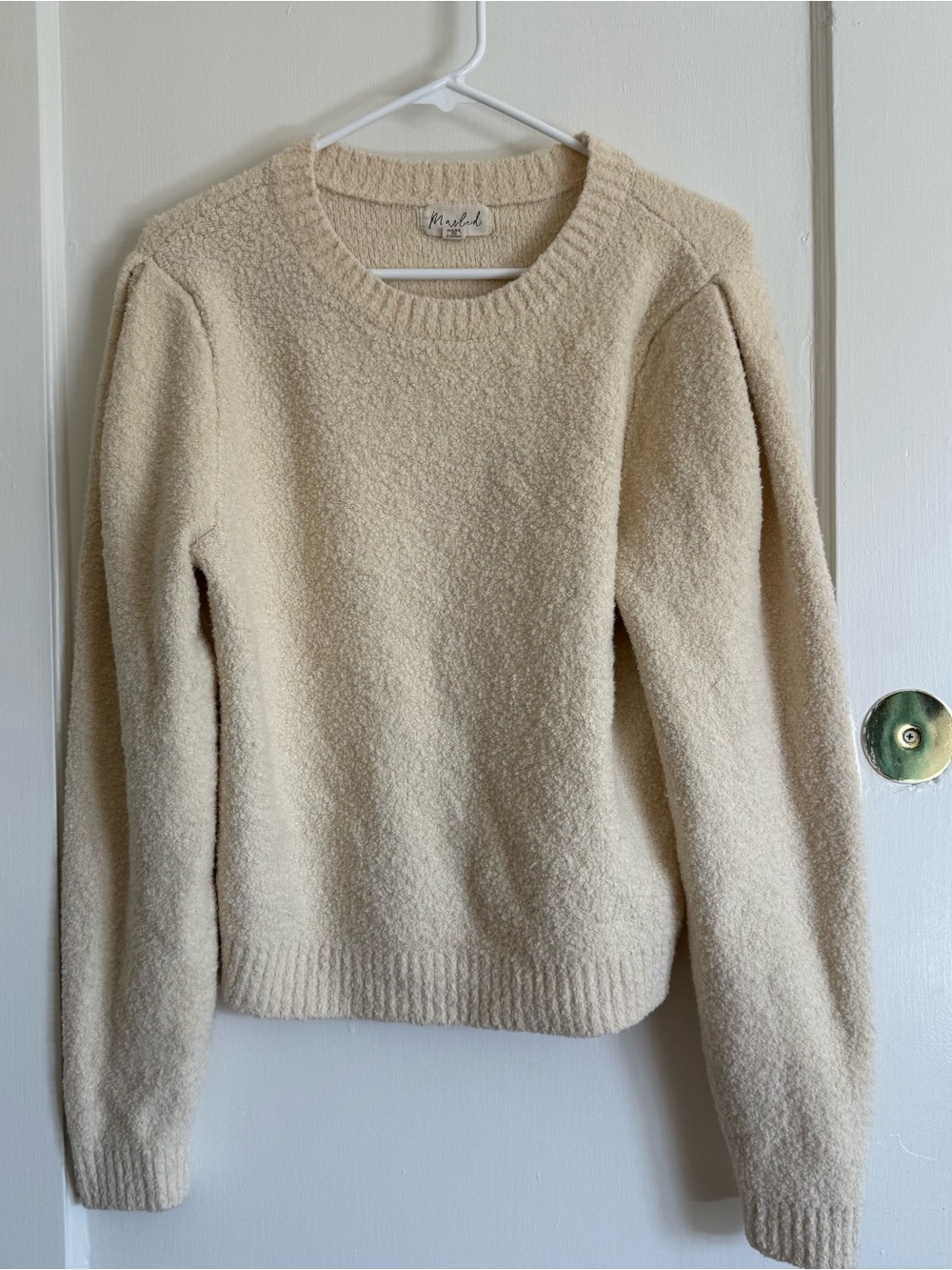 Marled Cream Bouclé Crewneck Sweater